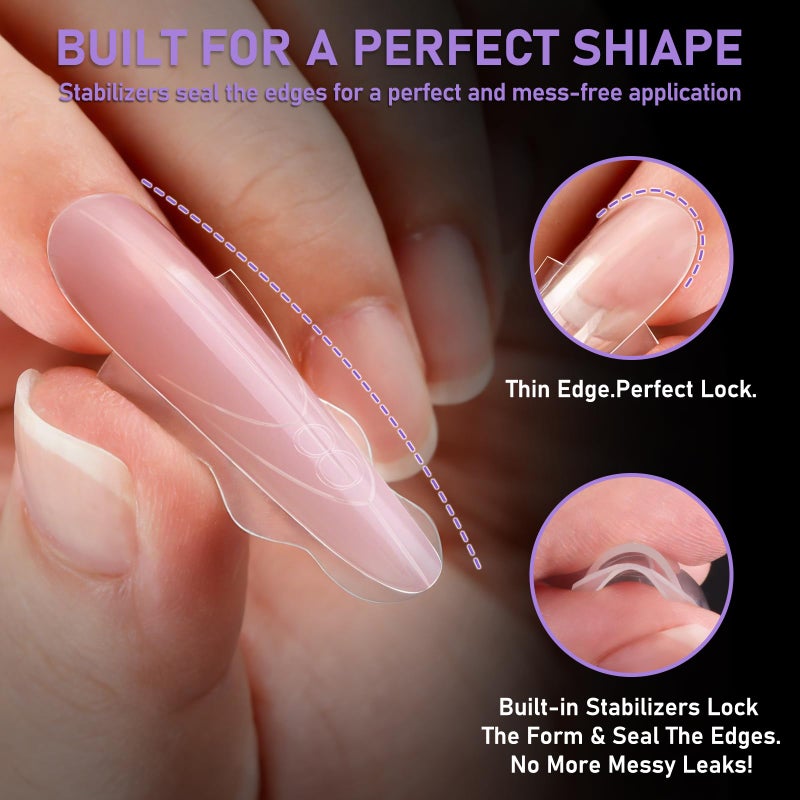 TOROKOM Sandwich Nails Dual Forms - 240Pcs Dual Forms for Builder Gel & Poly Gel 15 Sizes Almond Round Nail Mold for Quick Nails Extension, No Paper Forms Needed, Salon Nail Art Tools - Image 3